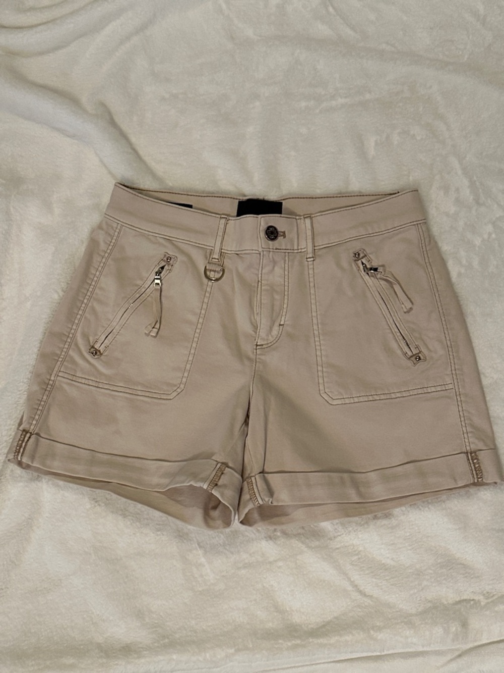 White House Black Market cream  Zip-Pocket Shorts